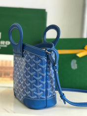 GOYA 26S BELUGA MINI BAG 23MM IN BLUE GOYARDINE CANVAS AND CALFSKIN