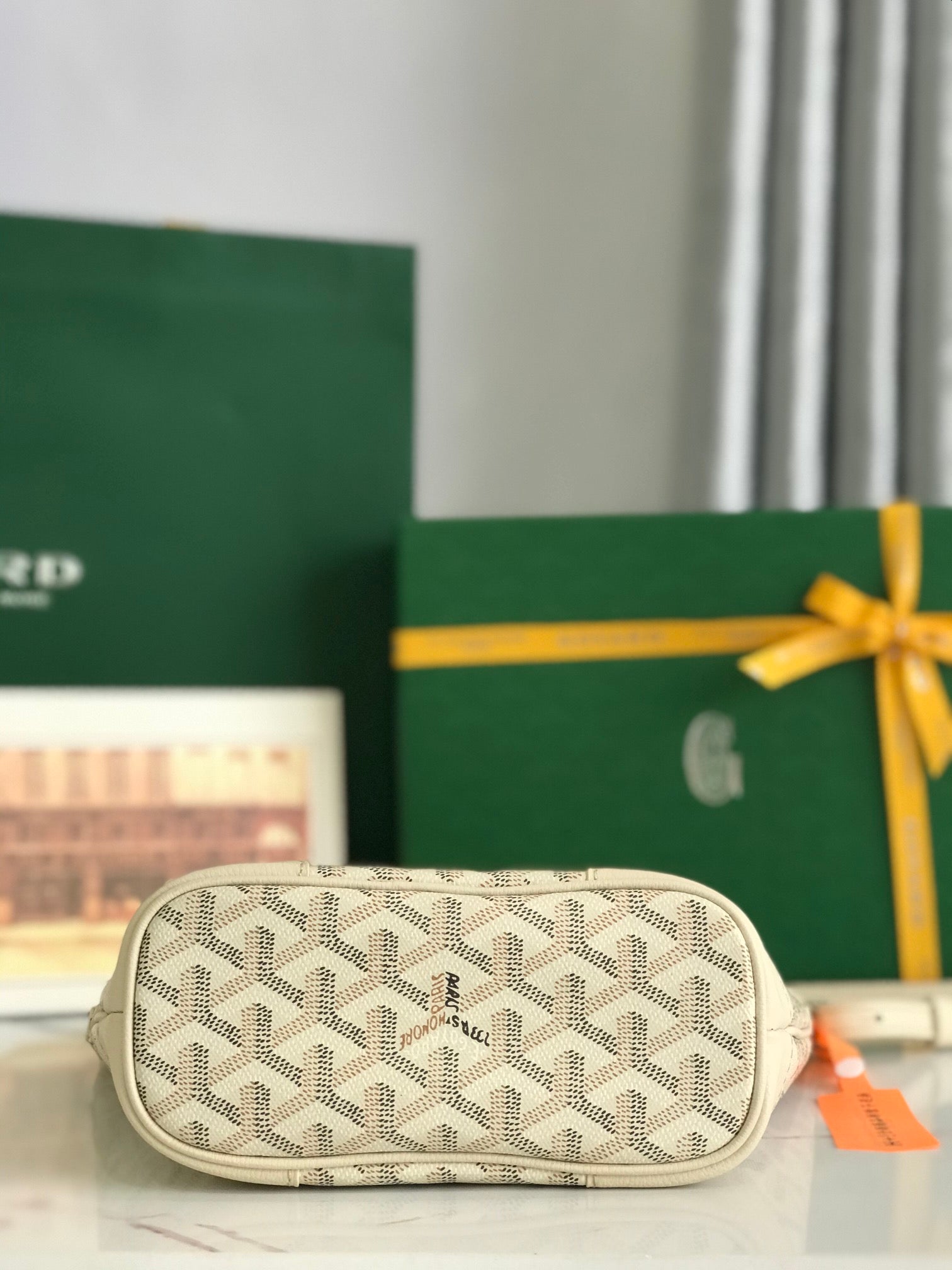 GOYA 26S BELUGA MINI BAG 23MM IN IVORY WHITE GOYARDINE CANVAS AND CALFSKIN