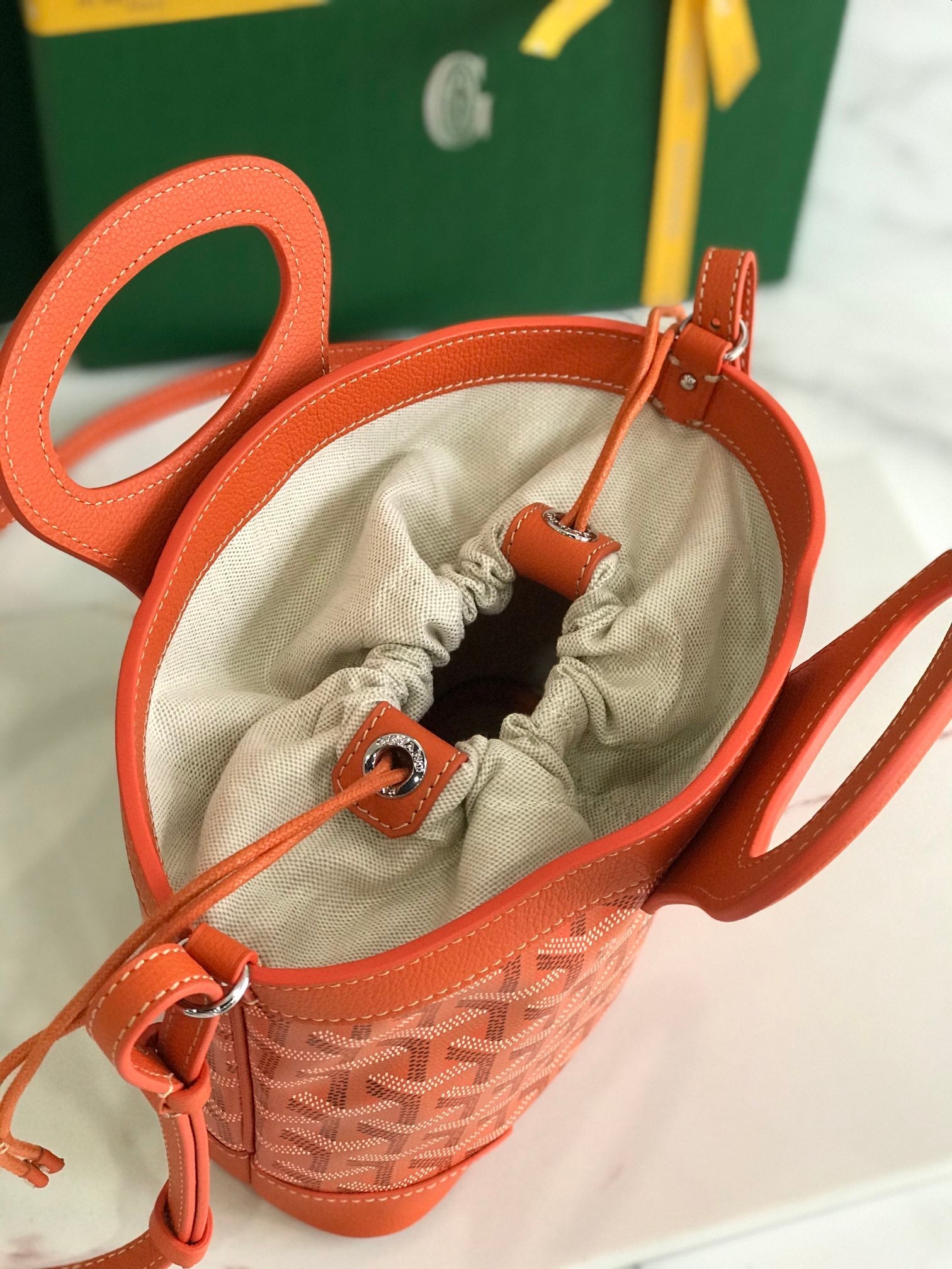 GOYA 26S BELUGA MINI BAG 23MM IN RED ORANGE GOYARDINE CANVAS AND CALFSKIN