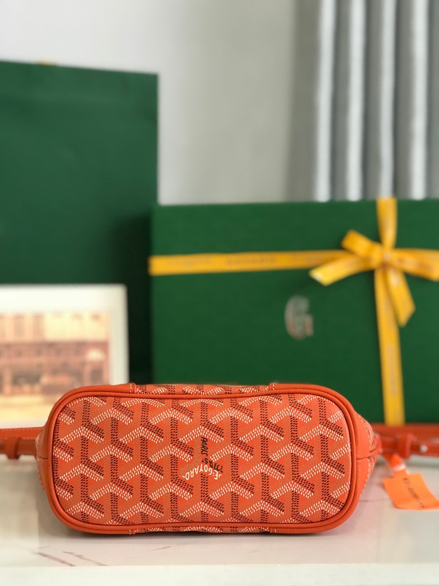GOYA 26S BELUGA MINI BAG 23MM IN RED ORANGE GOYARDINE CANVAS AND CALFSKIN