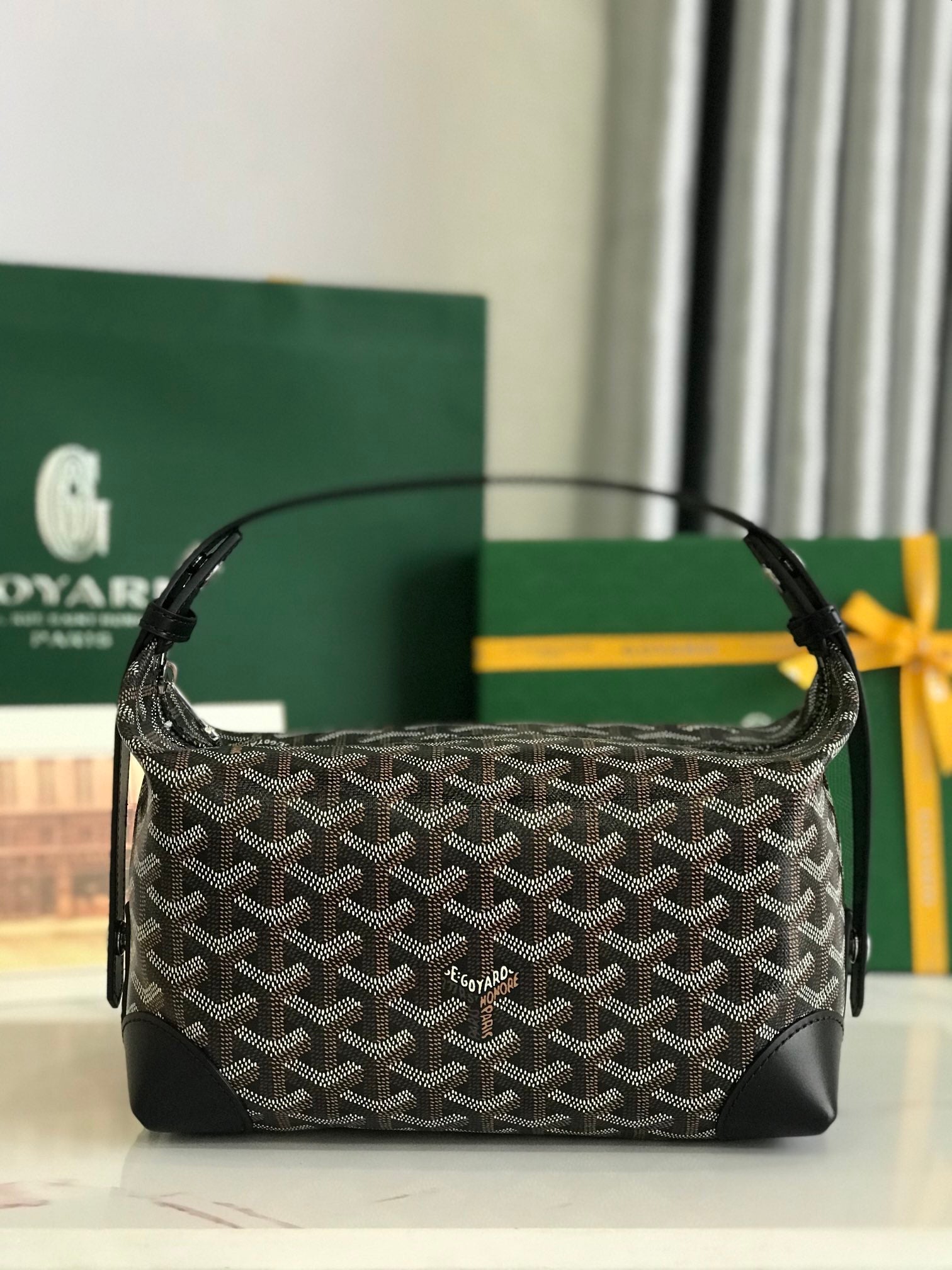 GOYA 26S BOEING 25MM IN BLACK GOYARDINE CANVAS AND CALFSKIN