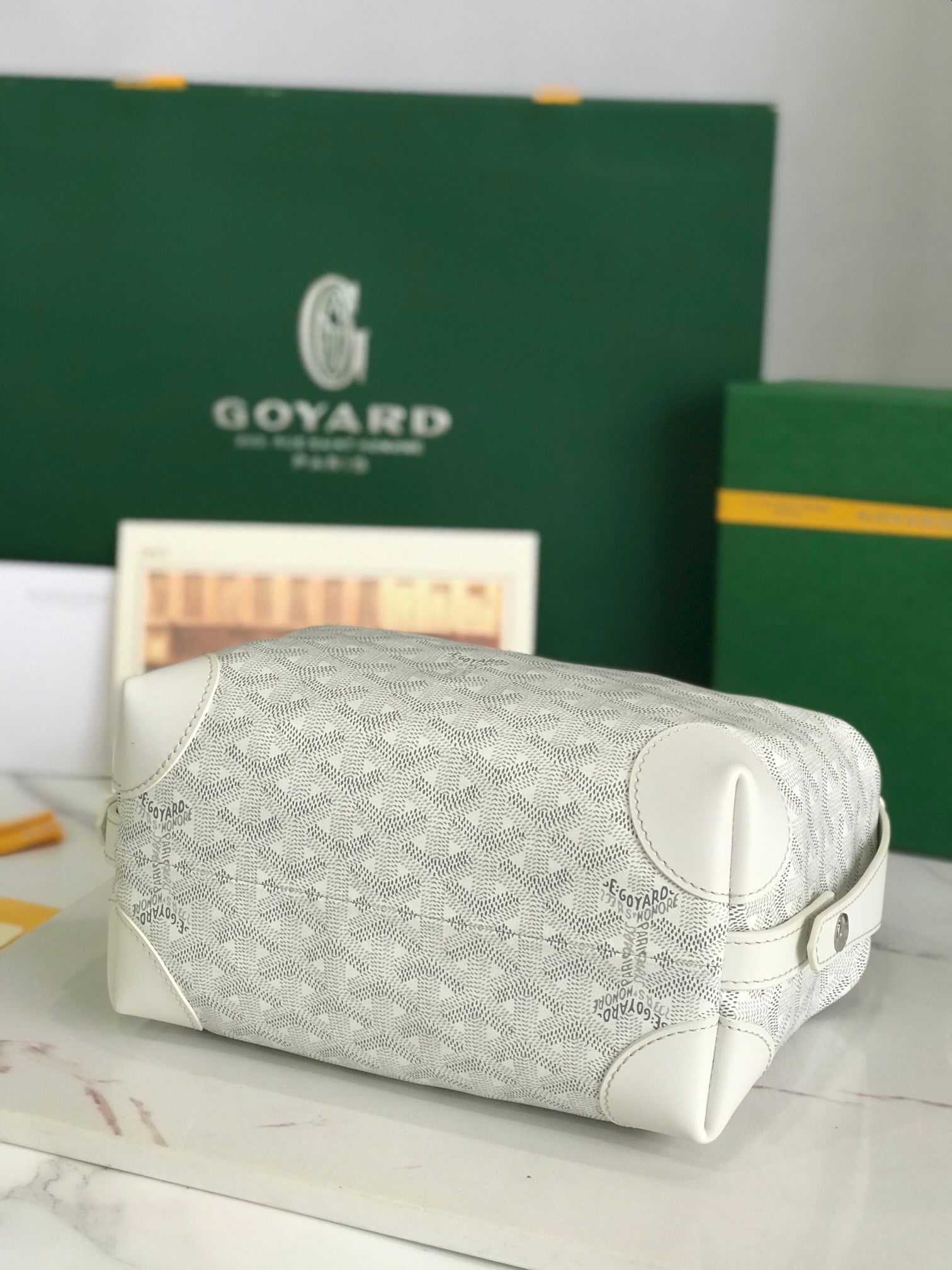 GOYA 26S BOEING 25MM IN CREAM WHITE GOYARDINE CANVAS AND CALFSKIN