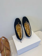 CELINE 26S FLAT SHOES IN BLACK WOOL