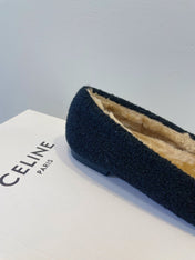 CELINE 26S FLAT SHOES IN BLACK WOOL