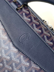 CISALPIN DOCUMENT CASE 39 IN NAVY BLUE GOYARDINE CANVAS AND CALFSKIN