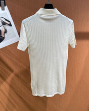 HERMES 26S SHORT-SLEEVE KNIT POLO TOP 706