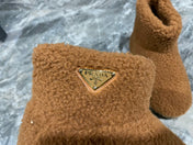 PRADA 26S ANKLE BOOTS IN CARAMEL BROWN FUR