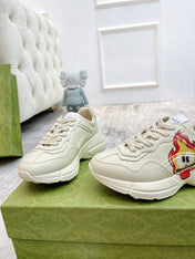 GG RHYTON TRAINER WHITE LAMBSKIN WITH ICON