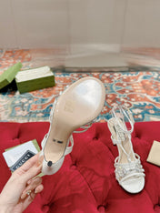 GG CRYSTAL HORSEBIT SANDAL WHITE LAMBSKIN