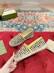 GG ESPADRILLE LOAFER LEMON AND BLACK CANVAS