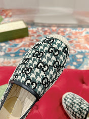 GG ESPADRILLE LOAFER BLACK AND BASIL CANVAS