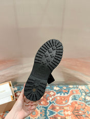 LV X TIMBERLAND ANKLE BOOT IN BLACK MONOGRAM SUEDE