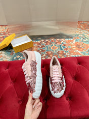 RUNWAY SEQUIN CASUAL SHOES IN CREPE PINK CALFSKIN