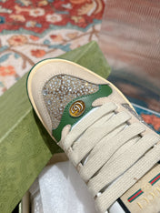 GUCCI 26S SCREENER SNEAKER IN BEIGE SUEDE MIX CANVAS