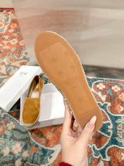ESPADRILLES PEANUT BROWN SUEDE EMBOSSED LOGO