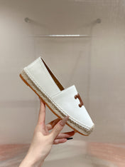 ESPADRILLES WHITE LAMBSKIN BROWN TRIOMPHE