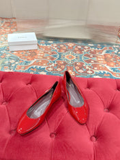 CHLOE 26S BALLET FLATS IN RED PATENT CALFSKIN