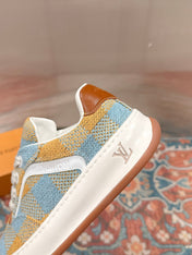 LV 26S PLAID SNEAKERS IN YELLOW MIX SKY BLUE FABRIC