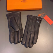 HUBERT GLOVES IN BLACK DEERSKIN WITH LAMB WOOL LINING 432639