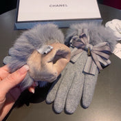 GLOVES IN DOLPHIN GRAY WOOL AND RABBIT FUR 441838