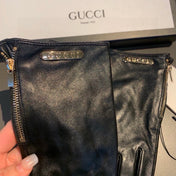 TOUCHSCREEN GLOVES WITH SIDE ZIPPER IN BLACK LAMBSKIN 456311