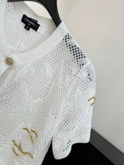 CHANEL 26S BUTTON-UP SHORT-SLEEVE KNIT TOP STYLE 1159