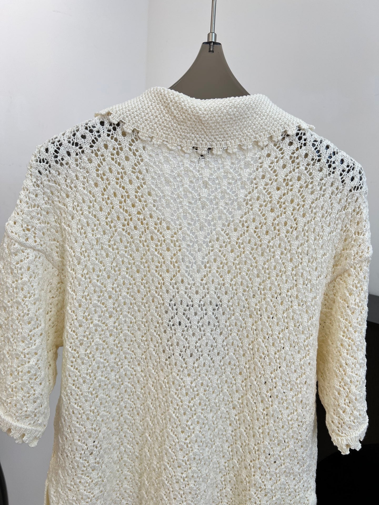 CHANEL 26S CROCHET KNIT POLO TOP 1431