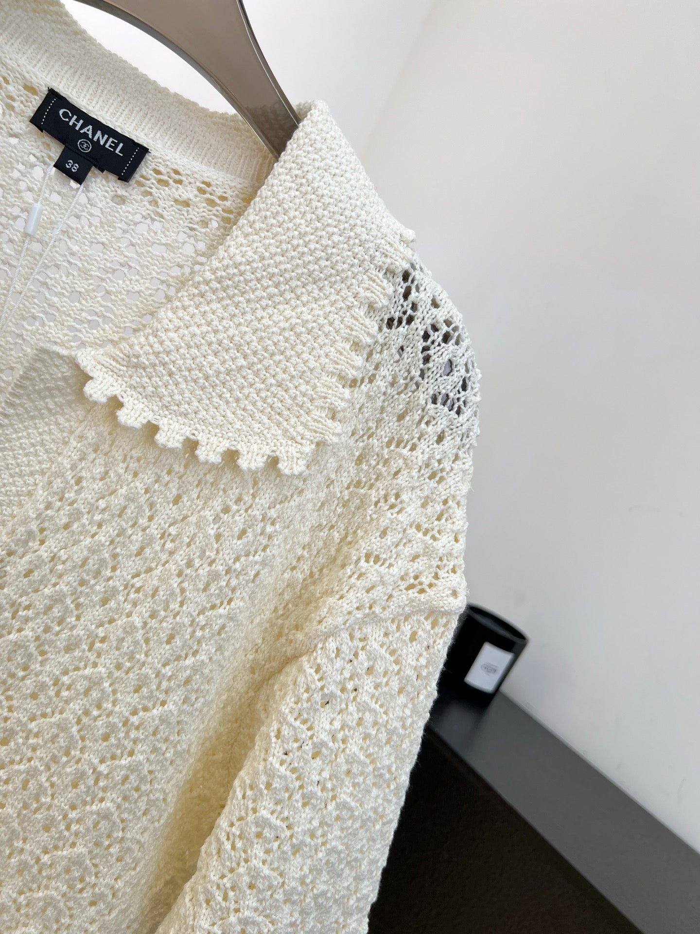 CHANEL 26S CROCHET KNIT POLO TOP 1431