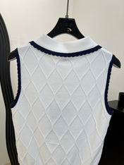 CHANEL 26S SLEEVELESS POLO KNIT TOP STYLE 1151