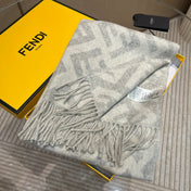 FF 170 CM SCARF IN DOVE GREY WOOL AND CASHMERE