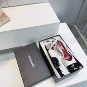 CHANEL 26S SLINGBACK 55 MM IN WHITE LAMBSKIN WITH BLACK CAP TOE