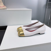CHANEL 26S FLATS IN WHITE LAMBSKIN WITH GOLD CAP TOE