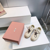 MIUMIU 26S LACE UP ESPADRILLE SNEAKERS IN CREAM WHITE SUEDE ROPE SOLE