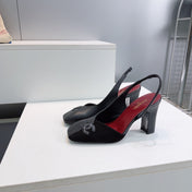 CHANEL 26S SLINGBACK 100 MM IN BLACK SUEDE AND LAMBSKIN