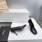 CHANEL 26S HIGH HEELS 100 MM IN BLACK CROCODILE-EMBOSSED CALFSKIN