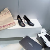 CHANEL 26S HIGH HEELS 100 MM IN BLACK CROCODILE-EMBOSSED CALFSKIN