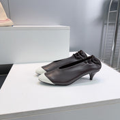 CHANEL 26S COLOR-BLOCK HIGH HEELS 45 MM IN DARK BROWN LAMBSKIN