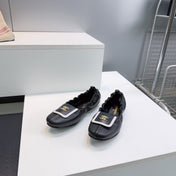 CHANEL 26S BALLERINA FLATS IN BLACK WITH WHITE TRIM LAMBSKIN