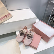 MIUMIU 26S SNEAKERS IN LIGHT PINK MESH AND SUEDE