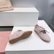 MIUMIU 26S SNEAKERS IN LIGHT PINK MESH AND SUEDE