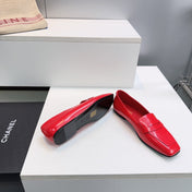 CHANEL 26S LOAFER FLATS IN DARK RED PATENT LAMBSKIN