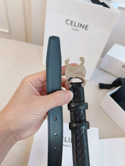 CELINE 25S BELT TRIOMPHE 25MM IN BLACK CALFSKIN DEBOSSED LOGO 563329