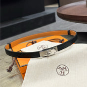 HM KELLY BELT 18 IN BLACK EPSOM SILVER HARDWARE