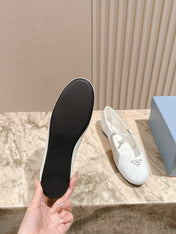 PRADA 25S BALLERINAS IN WHITE CALFSKIN GLOSSY