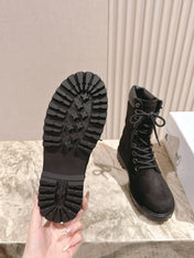 CELINE 25S SHORT MARTIN BOOTS IN BLACK CALFSKIN
