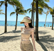 CHANEL 26S RAFFIA VISOR WITH PINK CC LOGO 338094