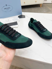 COLLAPSE SNEAKERS IN BLACK SUEDE AND FOREST GREEN NYLON