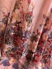 SCARF 200 CM IN BLUSH PINK CASHMERE WITH COLORFUL FLOWER 405253