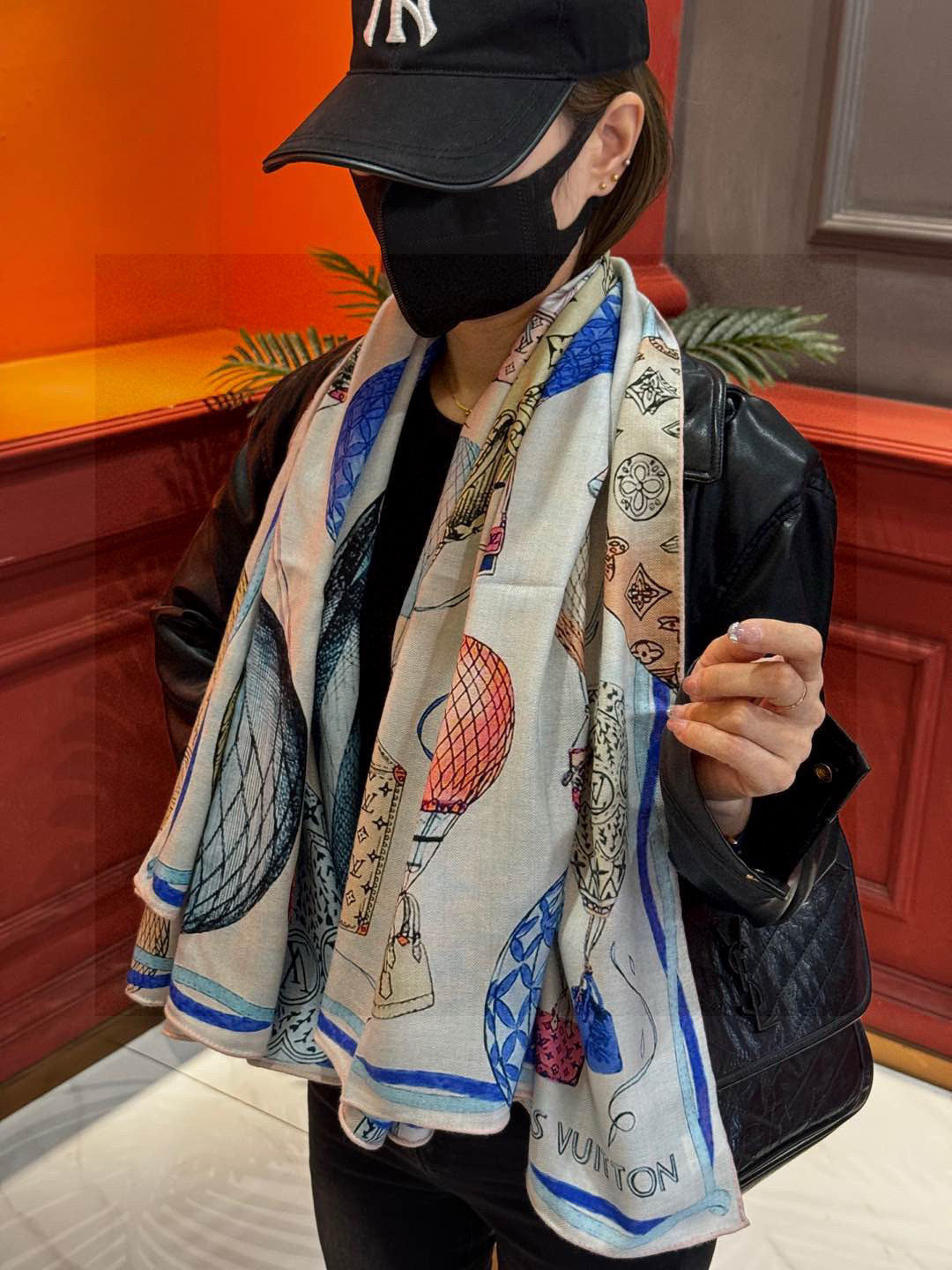 LV SCARF 140 CM IN WOOL MIX SILK 735798