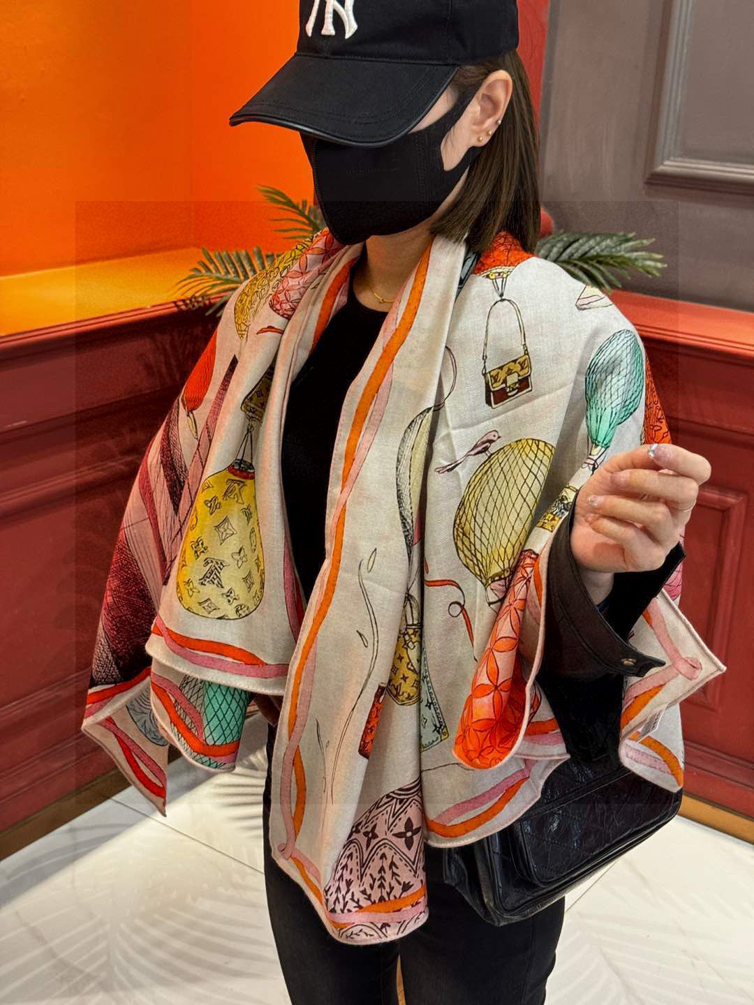 LV SCARF 140 CM IN WOOL MIX SILK 735799